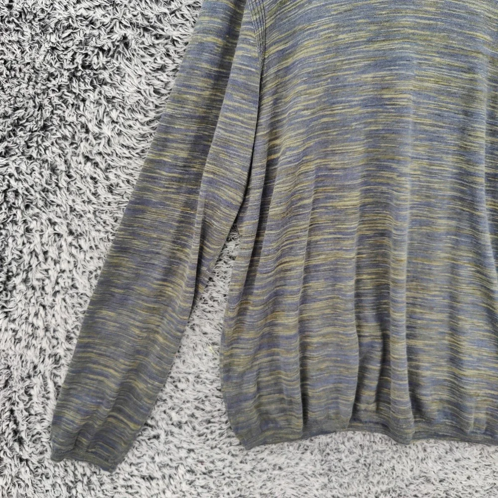 John Varvatos Men Minimalist Linen Cotton Sweater XL Blue Green Space Dye Marled